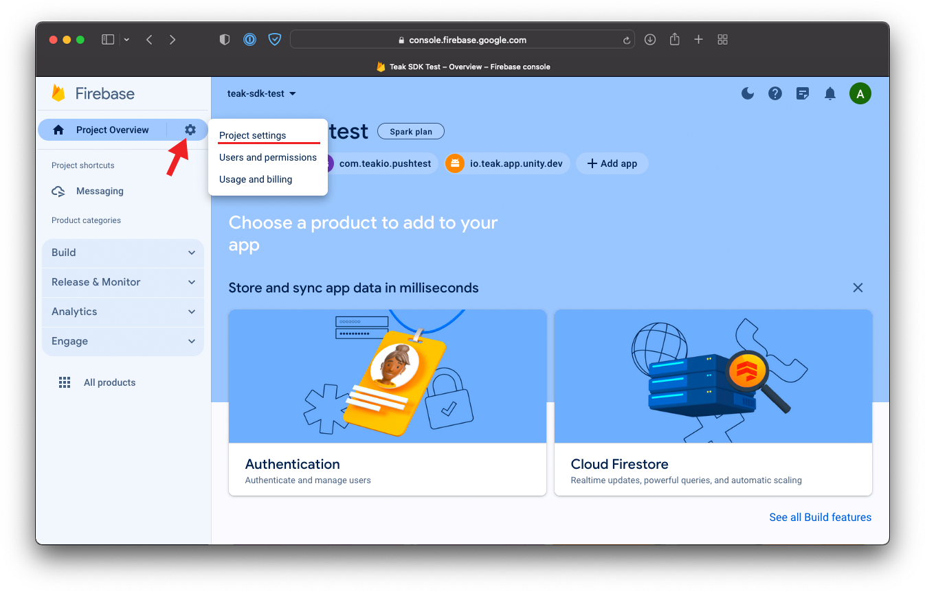 firebase dashboard