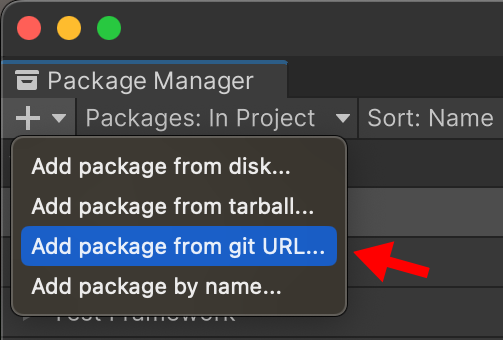 Add package to Unity from git